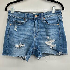 Universal Thread High-Rise Midi Distressed Cut-Off Shorts Size 28